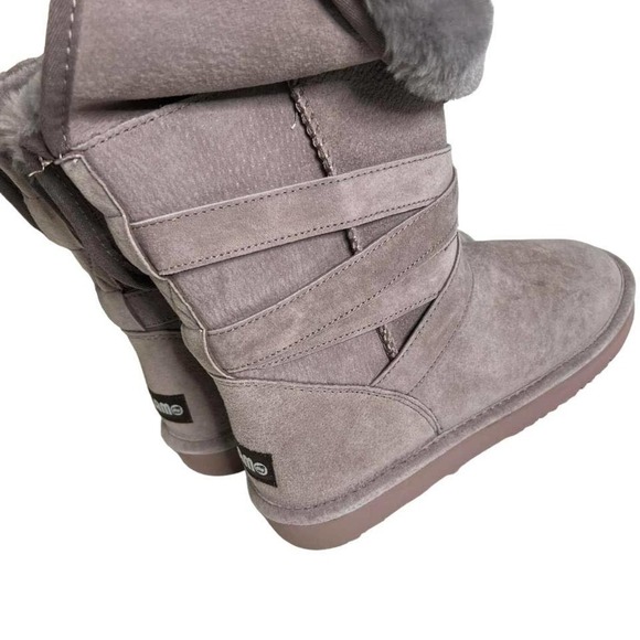 LAMO Women's Cozy Winter Boots Suede Sheepskin Fur Leather Taupe Gray Size 8 - Picture 6 of 6